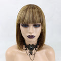 Hot Sale 10-16 Inch Silky Straight Human Hair Wigs with Bangs Fashionable 4/27 Bangs Wig