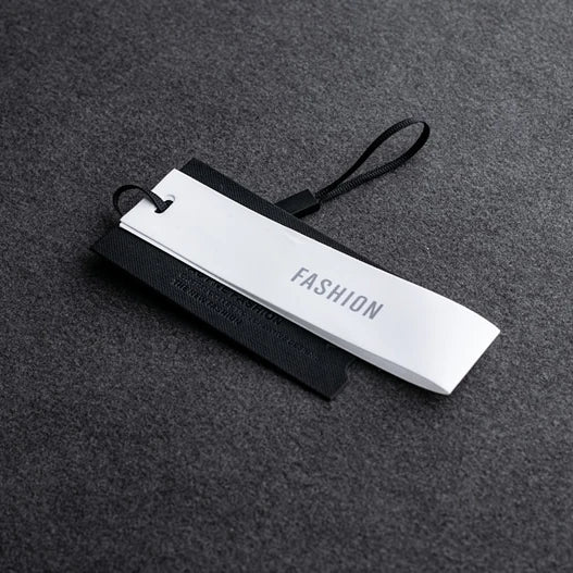 Custom Logo Luxury Matte Black Embossed Swing Paper Tags Fashion Hangtags for Clothing Bags Custom Garment Brand Identification