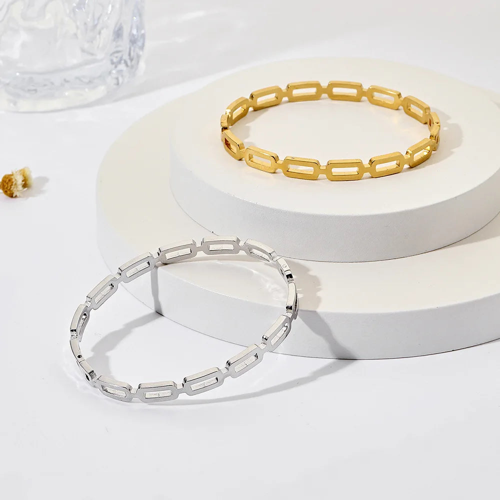 Fashion Jewelry Bracelets & Bangles Stainless Steel Geometric Square Shape Luxury Bangle Bracelet Women Jewelry for Ladies Party