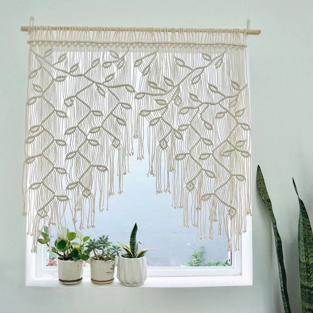 2025 New Wholesale Large Macrame Curtains Leaves Feather Decorations Wallhome Decor Tapestries Hanging Art