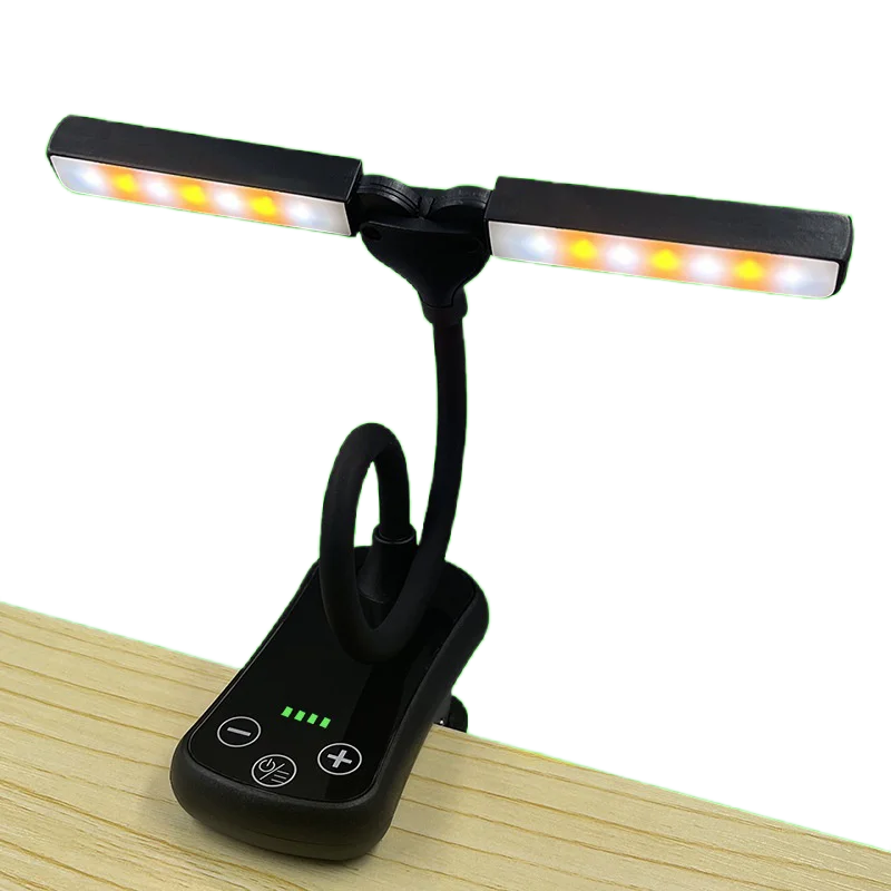 Portable Rechargeable Double Dual Head Small Mini Foldable LED USB Clip on Bookmark Book Reading Light Lamp with Clip for Book