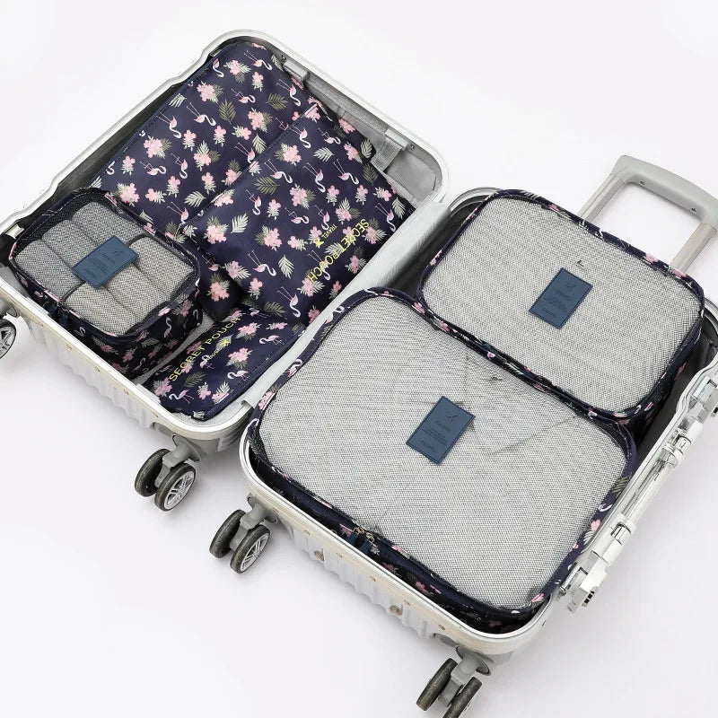 Popular Korean Version of the Twill Travel Color Dustproof Bag 6-piece Clothing Organizer Bag Large-capacity Travel Storage Bag