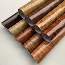 2025 New Dark Wood Color Embossing Pvc Wallpaper Interior Decorative Film PVC Membrane Foil for MDF Cabinet Door