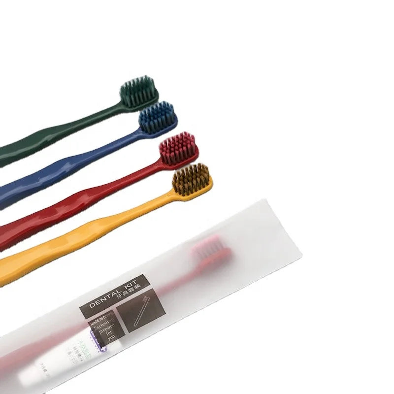 Wholesale 2-in-1 Disposable Toothbrush and Toothpaste Kit Soft Bristle with Plastic Handle for Hotels