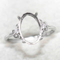 Sterling Silver 8*12mm Semi Mount Ring Empty Frame Blank Support Setting S925 Base Holder Without Center Stone for DIY Inlay