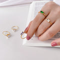 NEW Style Valentines Day Gift Couple Jewelry Stainless Steel Square 18k Gold Plated Zircon Rings Women Jewelry