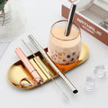 Eco-Friendly Reusable 12mm Stainless Steel Telescopic Straw Bubble Tea Collapsible Metal Bar Accessories Case for Drinking