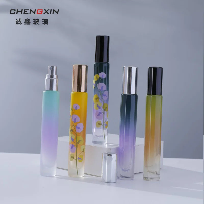 Portable 10ml Roller Sub-Packaging Square Glass Bottles Matte Finish Pump Sprayer Cosmetics Samples Diffuser Screen Printed