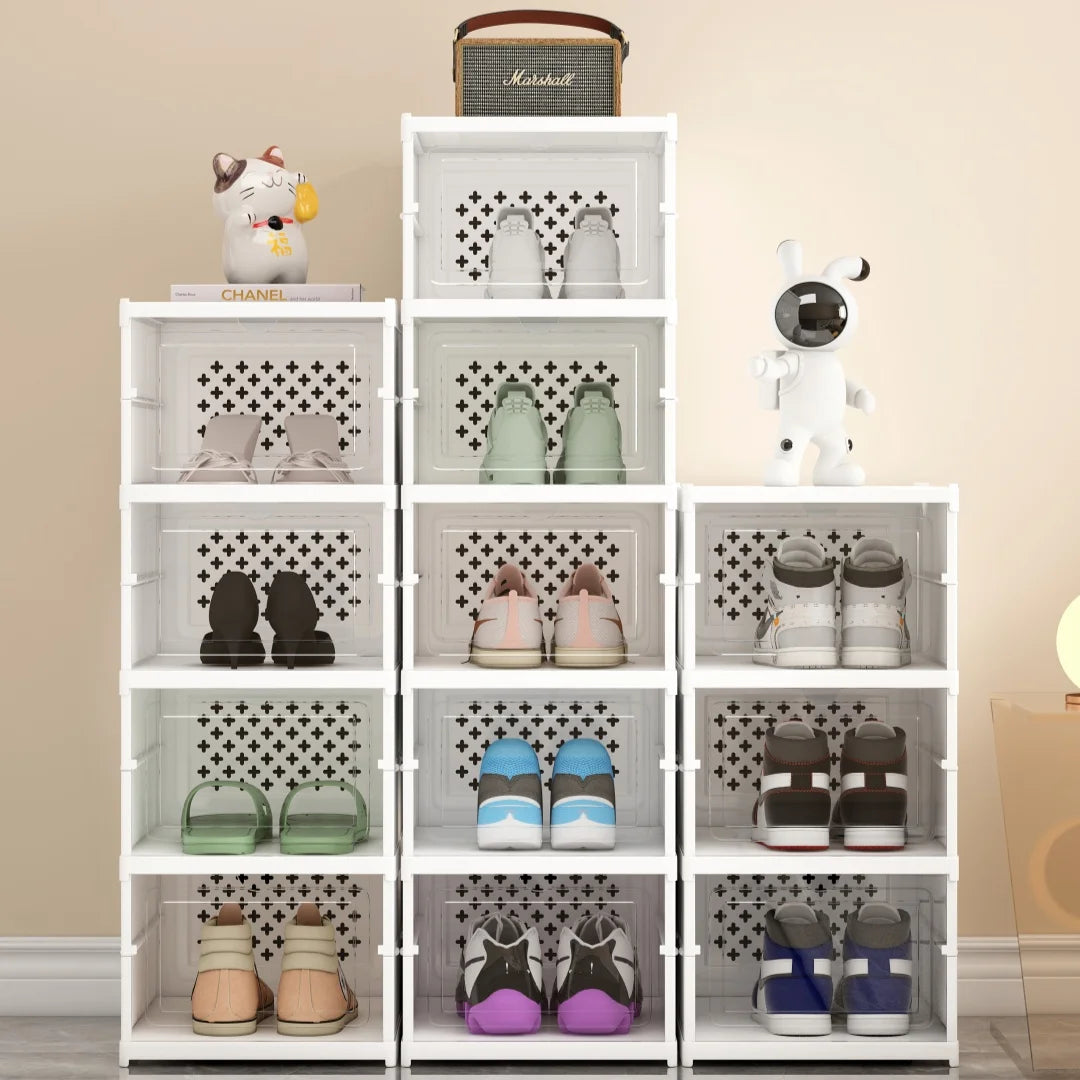 3/6/8/9/11-Tier Foldable Shoe Rack Organizer with Clear Shoe Boxes Easy Assembly Door Closet Kitchen Garage Tool Storage Bag Use