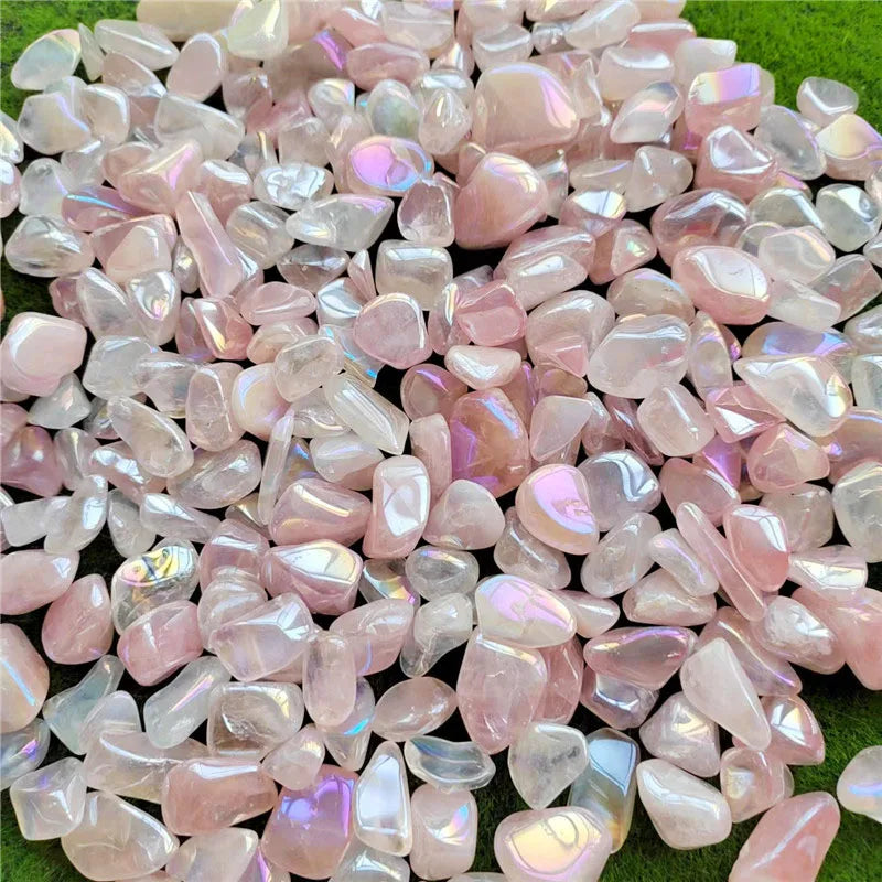 Angel Aura Rose Quartz Natural Crystal Chips Stones Angel Aura Rose Quartz Gravel Stones for Sale