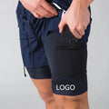 High Quality Custom Men's Gym Shorts 100% Cotton Double Layer Breathable Stretch Summer Training Sports Shorts Zipper for Casual