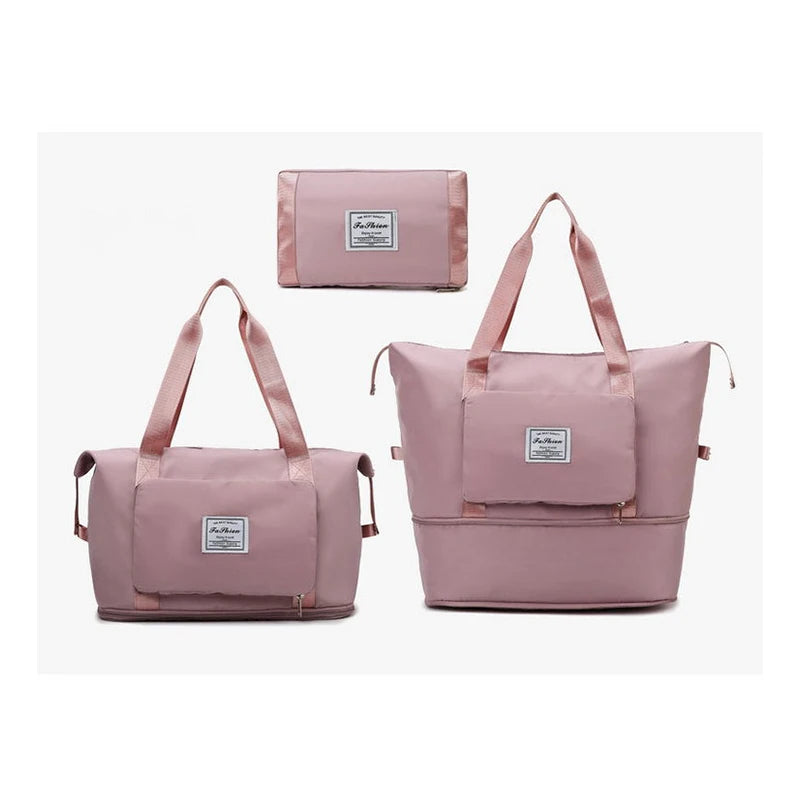 Fashion Ladies Wet and Dry Separation Bag Waterproof Expandable Large Capacity Folding Bag Women Duffel Sports Yoga Fitness Bag