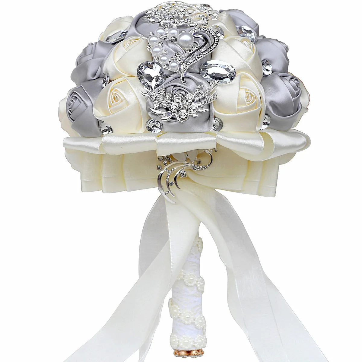 Romantic love Flower Bouquet Rose Artificial Bride and Bridesmaid Wedding Flowers BouquetPE Foam Roselace Flower Holder