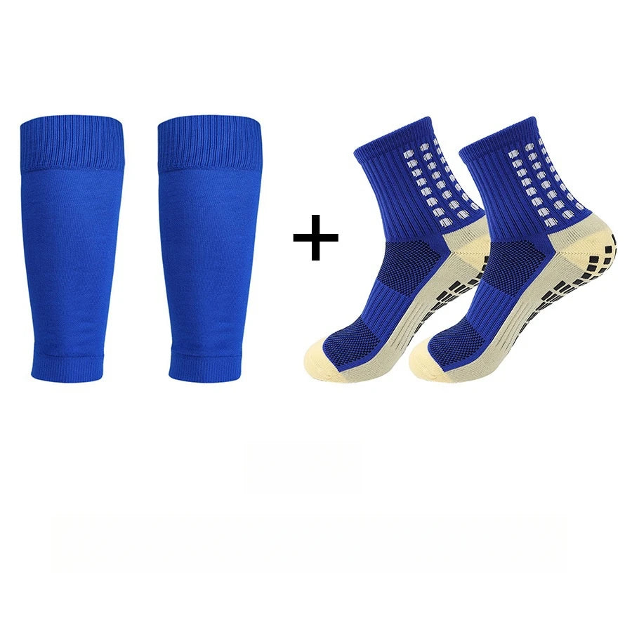 Men's Sports Football Grip Socks Anti-odor Breathable Calf Leg Sleeve Nylon Breathable Non-slip Compression Stockings Set
