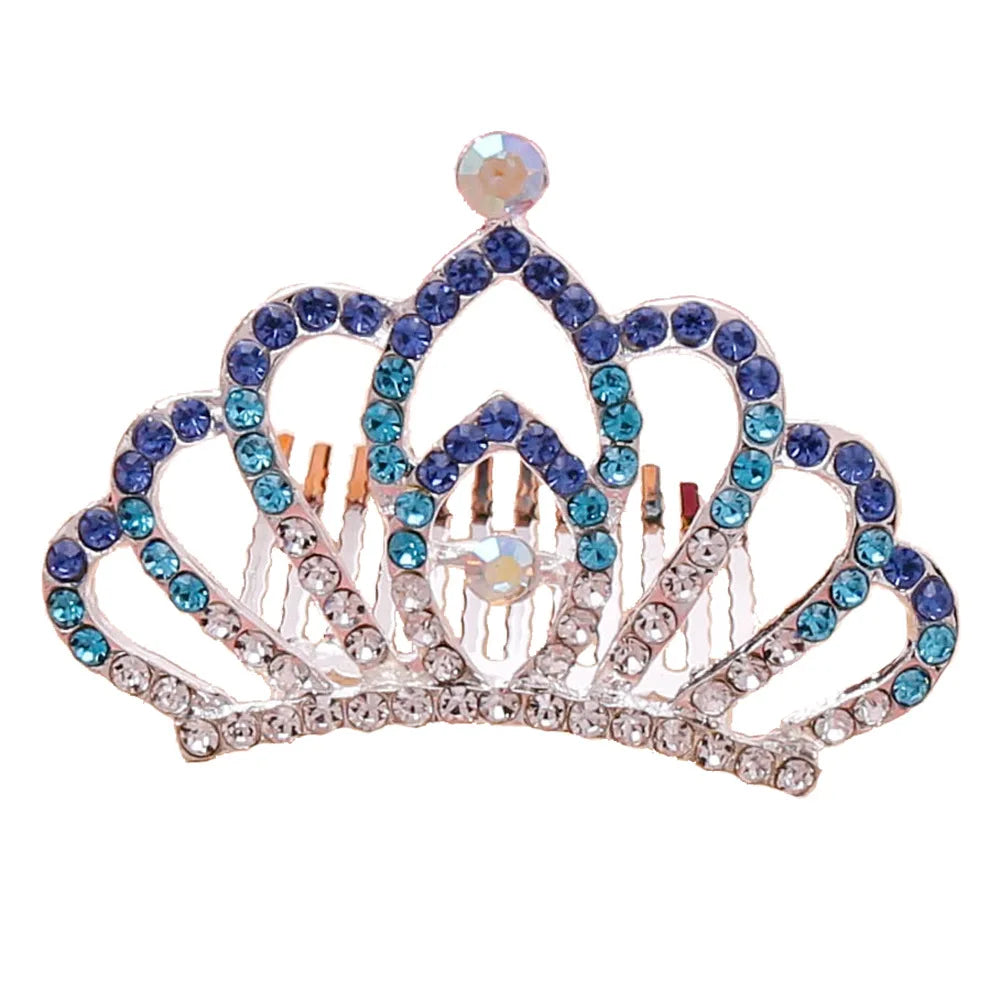 Korean Kids Mini Crown Hair Combs/Hair Accessories Princess Cute Crystal Rhinestone Crown Tiara  Hair Comb