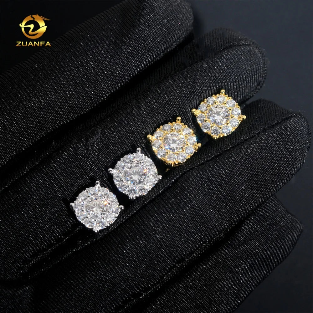 Factory Price Wholesale Jewelry Moissanite Diamond 925 Sterling Silver Mens Hip Hop Earrings