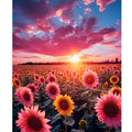 Sunset Landscape Diamond Painting Full Round Sunflowers Diamond Embroidery Cross Stitch Kit Home Decor 30x40cm/12x16inch