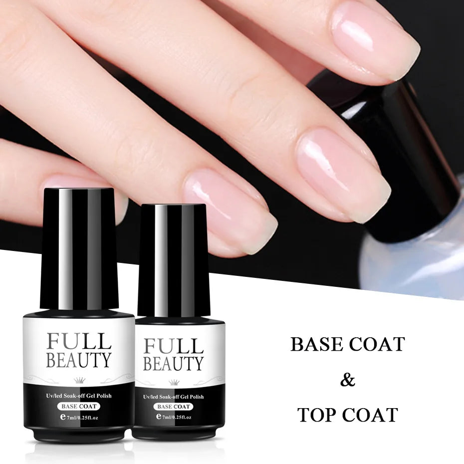 7ml Base and Top Coat for Gel UV Polish Transparent Shiny Glossy Gel Varnish Soak Off Long Lasting Top Coat Manicure Art