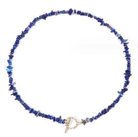 Popular Simple Irregular Chips Choker Necklace Lapis Lazuli Gravel Quartz Gemstone Beaded Necklaces for Ladies