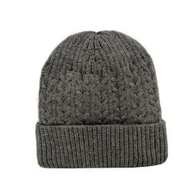 Custom logo Unisex Adults Rib Knit Cuffed Warm Fleece Lining Core Spun Yarn Beanie Knitted Winter Hat