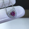 Silver 925 Original 1 Carat Brilliant Cut Diamond Test Past Pink Heart Moissanite Wedding Pendant Necklace Women Fine Jewelry