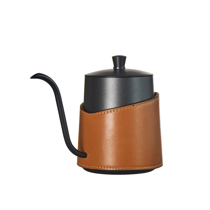 D Pour Over Kettle Leather Protective Cover 304 Stainless Steel With Capacity Scale Coffee Kettle