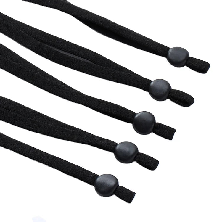 High Quality Round Elastic Band Ear Loop 6mm Wide Flat Webbing With Adjustable Buckle for DIY Face Covers Wholesale