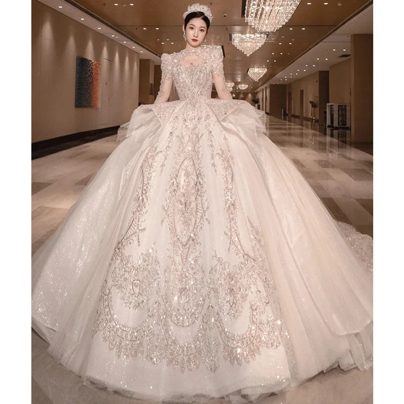 Crystal Wedding Dress Ball Gown Luxury Bridal Women Dress for Wedding Party