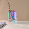 Coloured Acrylic Flower Vase Iridescent Modern Vases (6.3''Wx1.97''Dx9.45''H)