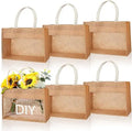 Wholesale Customized Logo Letter Pattern Jute Tote Bags PVC Window Silk Screen Printing Shoulder Closure 10-15KG Capacity for