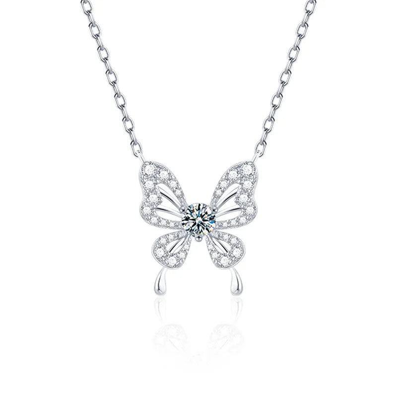 Custom Butterfly Pendant R.GEM Women's 925 Sterling Silver 0.5ct Moissanite Diamond Collarbone Necklace Best Price Jewelry