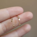 Silver earring Tiny Stars Stud Earrings Ball Tassel Earrings
