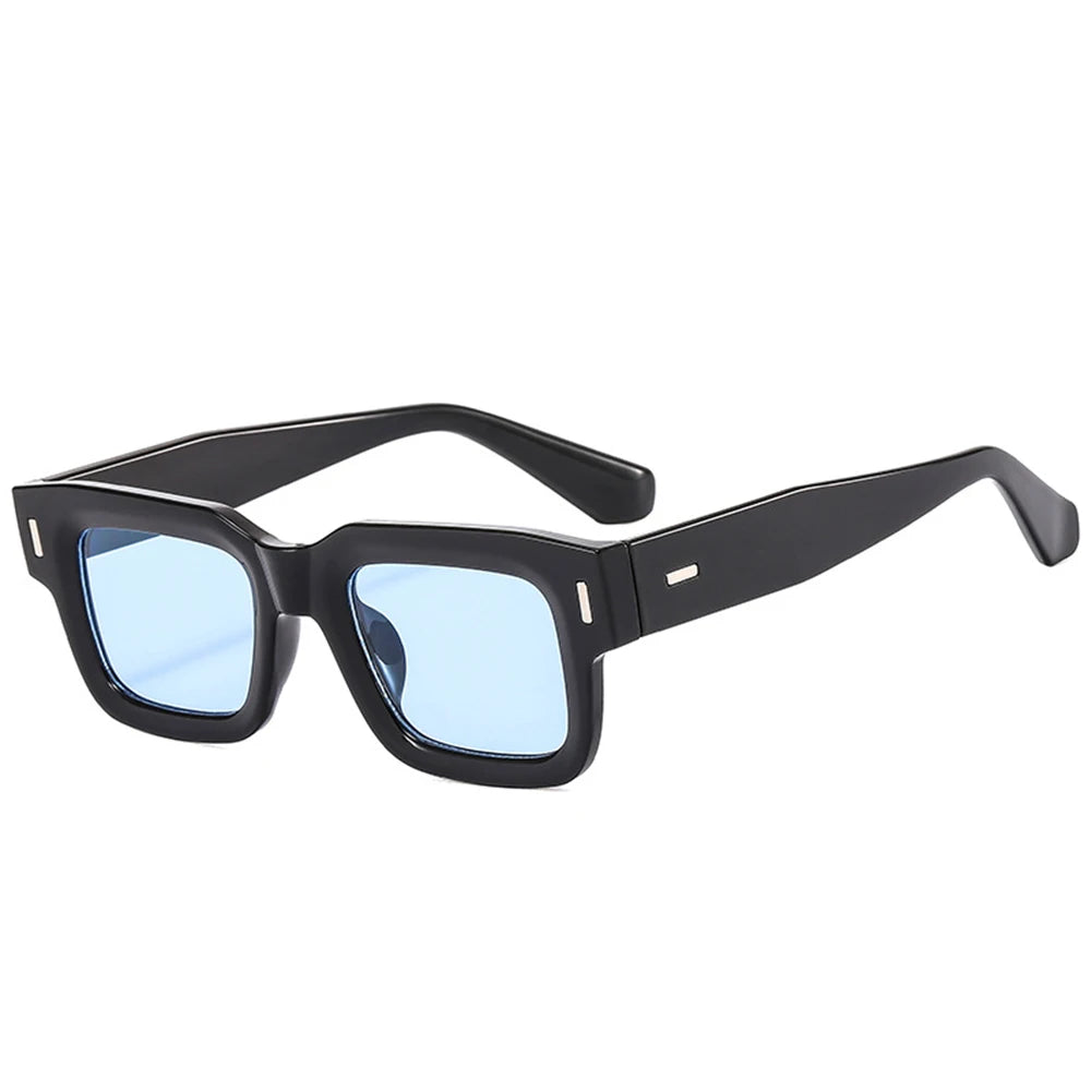 STORY XY3688 Retro Classic Rivet Rectangle Sunglasses Women Men 2023 Brand Designer Vintage Fashion Blue Lens Square Sun Glasses