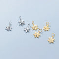 Cute Pendant 925 Sterling Silver Gold Plated Inlaid Zircon Small Snowflake Charm for Jewelry Necklace Bracelet Accessories