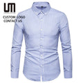 Liu Ming New Fashion Spring Men Clothing Casual Single Breasted Long Sleeve Party Social Stripe Tops Shirt Blouses
