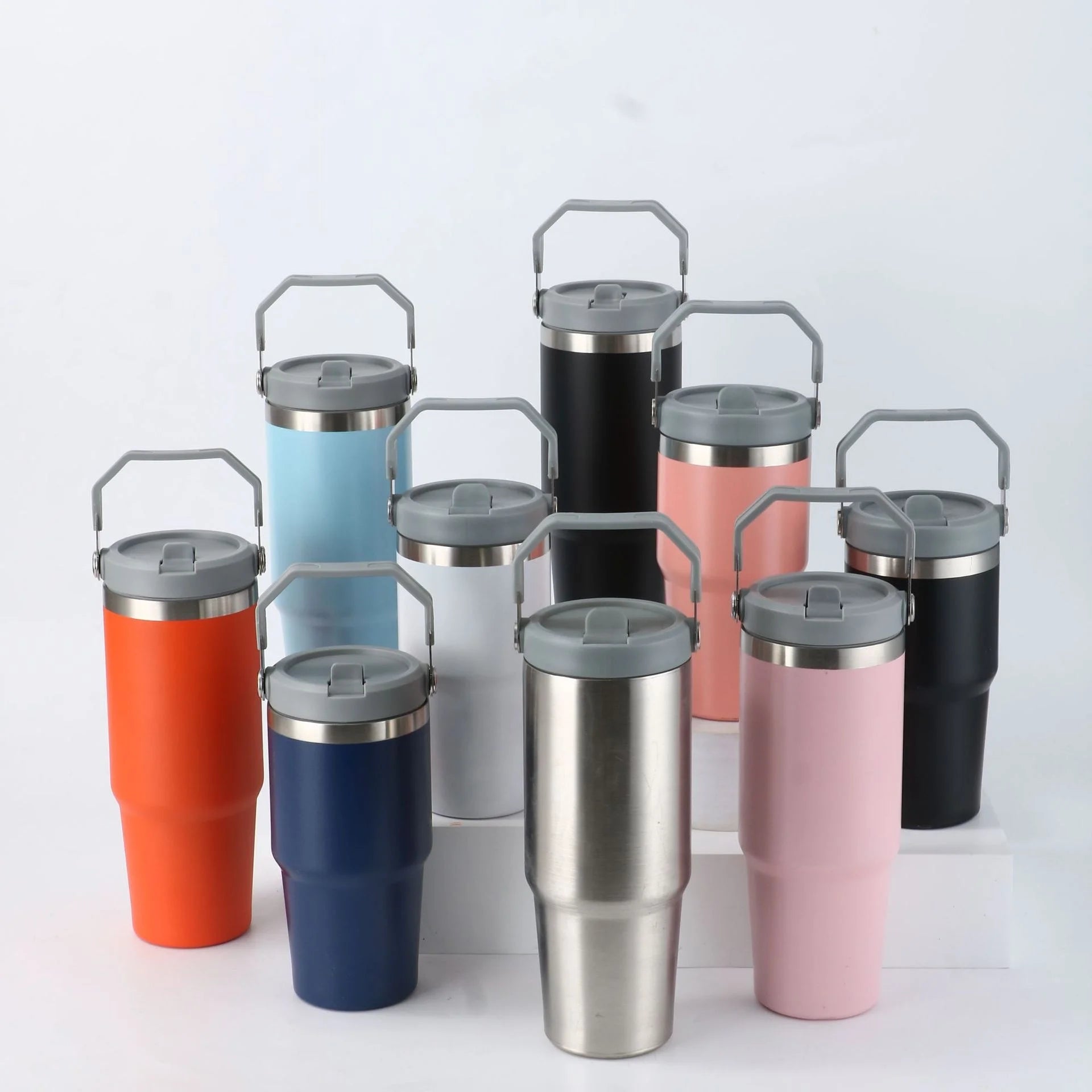 Modern 304 Stainless Steel Thermos Cup Large 30oz Portable Sports Pot Handle 8L Capacity Car Cup Travel Vacuum Bottle Design