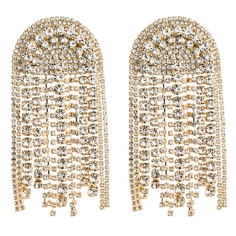 HOVANCI New Design Earring Rings Drag Queen Earring Rhinestones Tassel Earring for Party