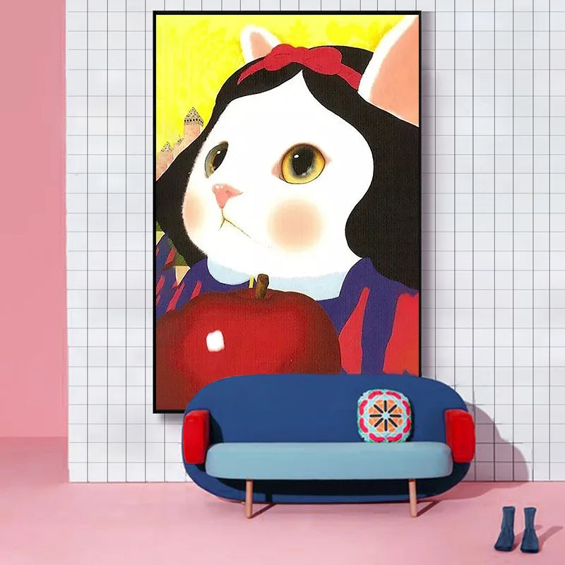 DIY Painting by Numbers Oil Painting Cute Cat Animal Fairy Tale Hand-painted Home Decoration Hanging Painting DIY Paints Kits