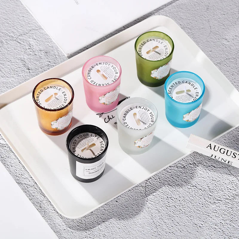 High Quality Colorful Glass Jar Spirit Relax Home Decoration Romantic Soybean Wax in Bulk Scented Candle