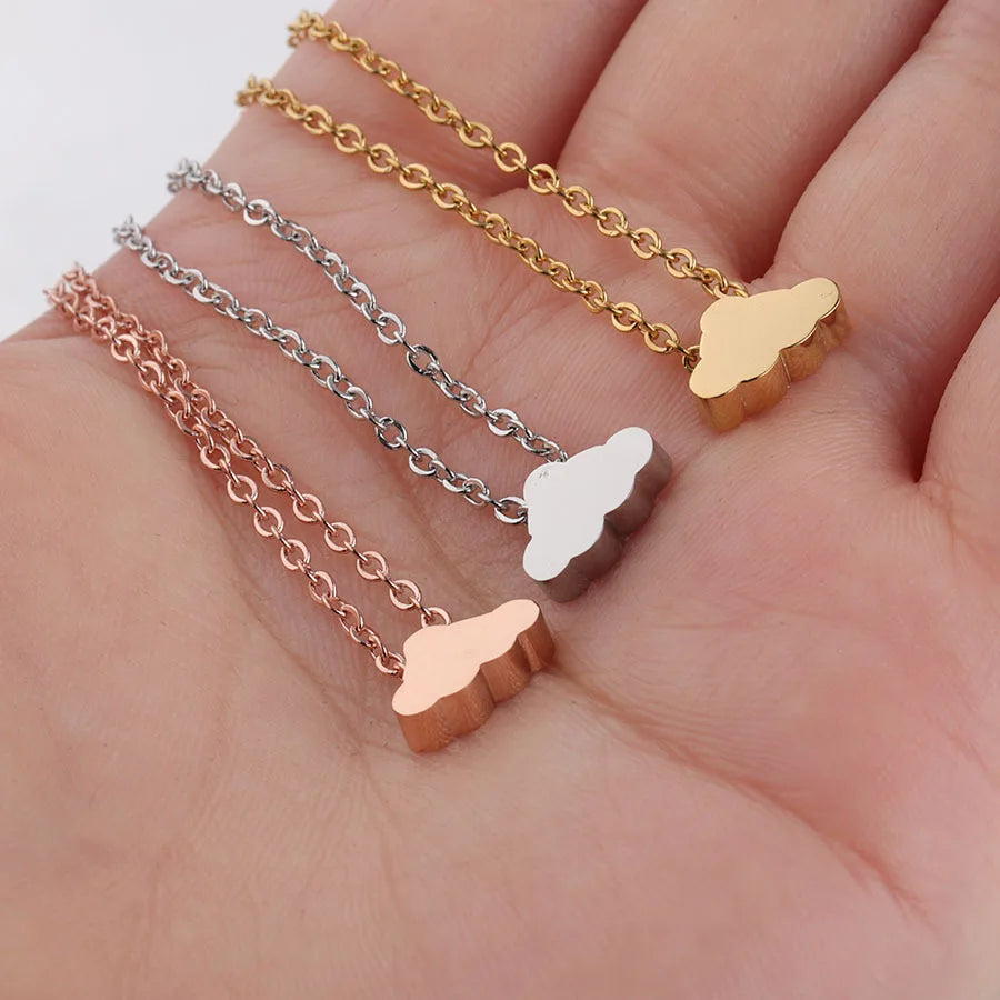 Wholesale Non Tarnish 18K Gold Silver Rose Plated Stainless Steel Lucky Cloud Necklace Jewelry for Woman