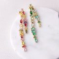 Fashion Factory Price Brass Zircon Square Chain Drop Earrings for Women Long Tassels Dangle Jewelry