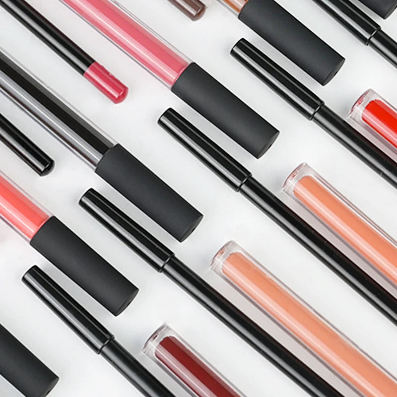 21 Colors Wholesale Eco-Friendly Vegan Lip Kit Matte Liquid Lipstick Lip Gloss Set Waterproof High Pigment Formula Private Label