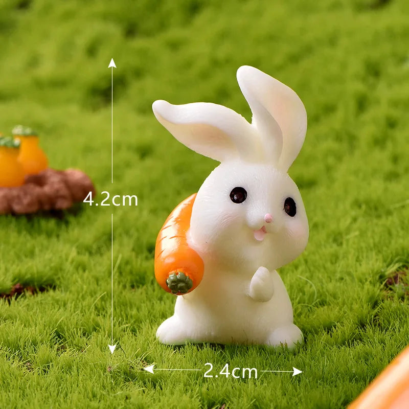 Bunny Land Micro Landscape Ornaments Cute Cartoon Carrot Diy Home Decor Rabbit Resin Crafts Fairy Garden Ornament Decoration