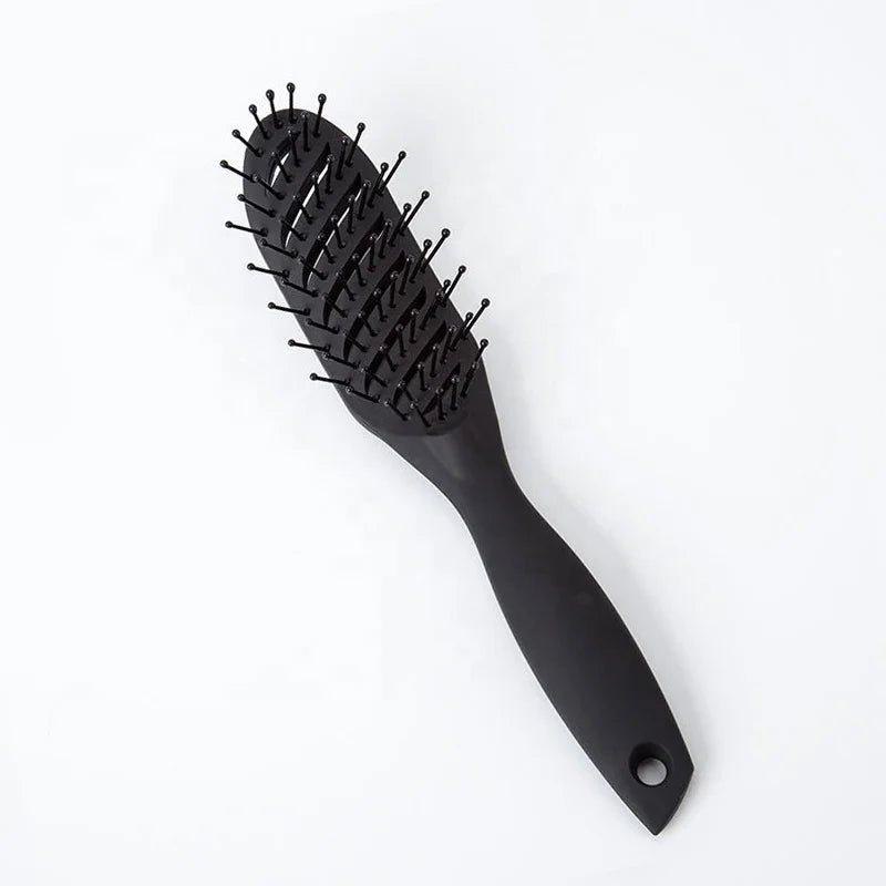 Excellent Quality Black Handle Nylon Curved Comb Plastic Paddle Detangling Hair Brush Vent Heatproof  Brush