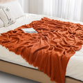 Top Quality Super Soft Custom Logo Home Decor Sofa Bed Breathable Polyester Acrylic Knitted Throw Blankets With Tassel