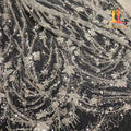 New Style Chemical Eco-Friendly Mesh Polyester Luxury Beaded and Sequined Bridal Lace Fabric XM-BF0590