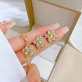 Luxury 18K Gold Plated Diamond Snowflake Butterfly Pendant Necklace Floral Pattern Fashion Jewelry Set for Gift Occasions
