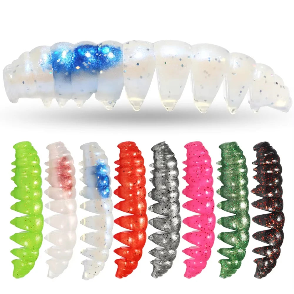 Spinpoler Poor Worm Soft Fishing Lure 5cm 7cm Floating Lifelike Bionic Caterpillar Segemented Artificial Trout Fishing Tackle