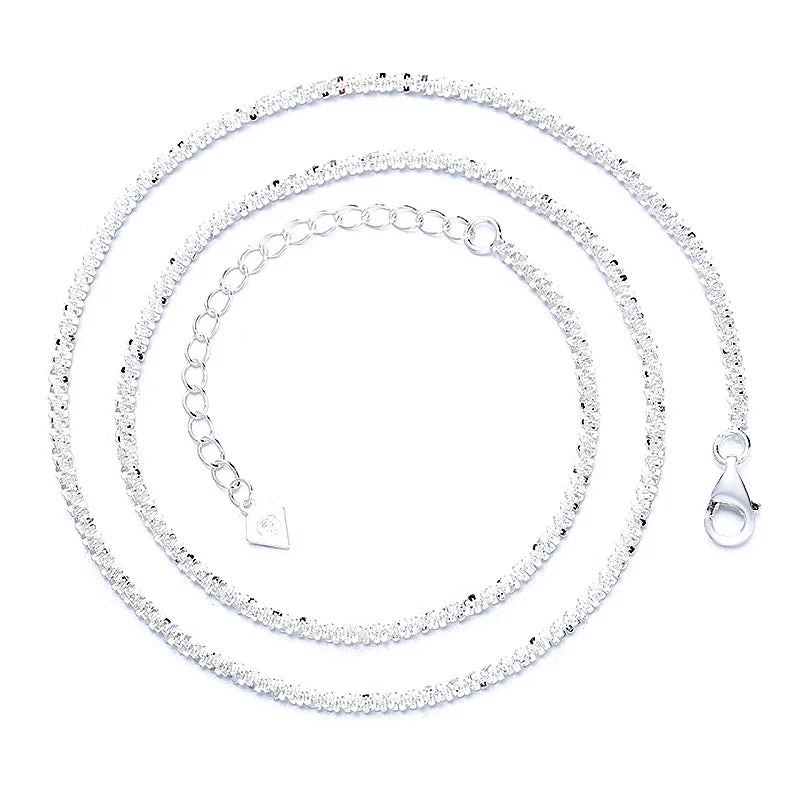 Adjustable 2.1mm 925 Sterling Silver Necklaces for Women Anniversary/Dating/Party Geometric Design Luxury Fashion Jewelry