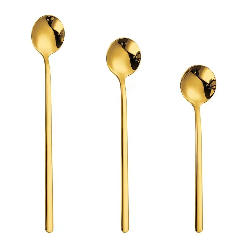 Coffee Dessert Custom Set Wedding Small Korean Long Handle Eco-Friendly Classic Gift Metal Silver Stainless Steel Gold Tea Spoon